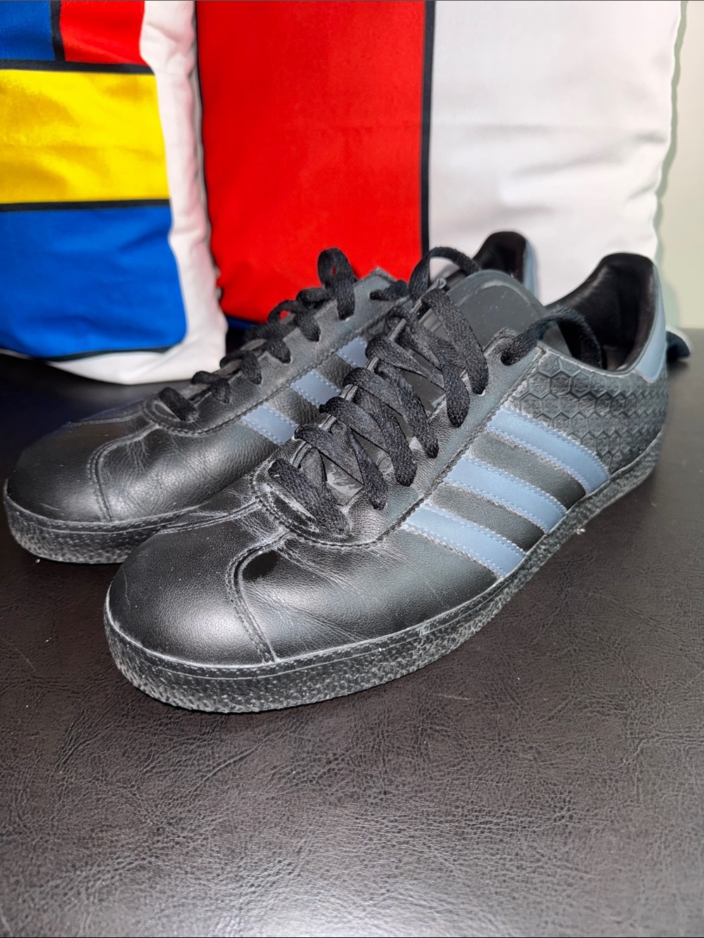MAKE OFFER! adidas Black Sneakers with Gray Three-Stripes Men's 10US Gazelle